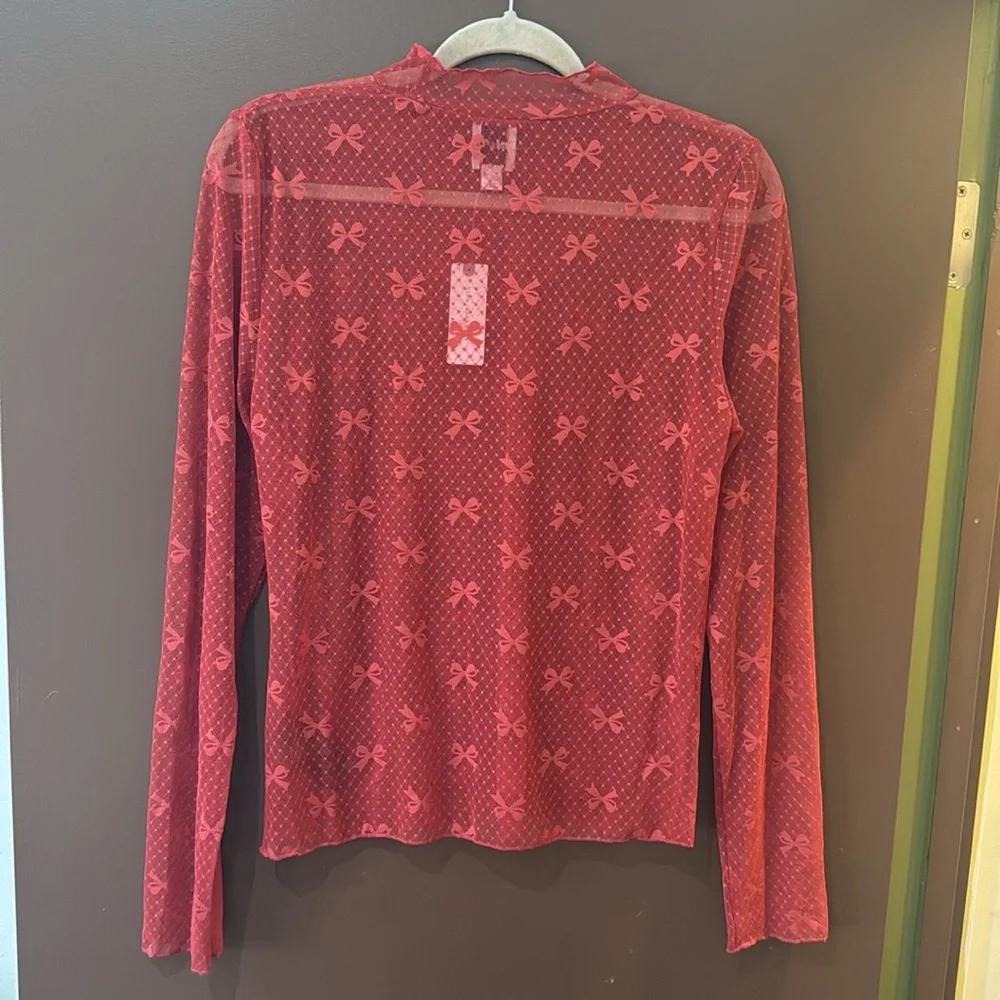 NWT Anthropologie Maeve Bow Lace Turtleneck Top - Picture 3 of 4